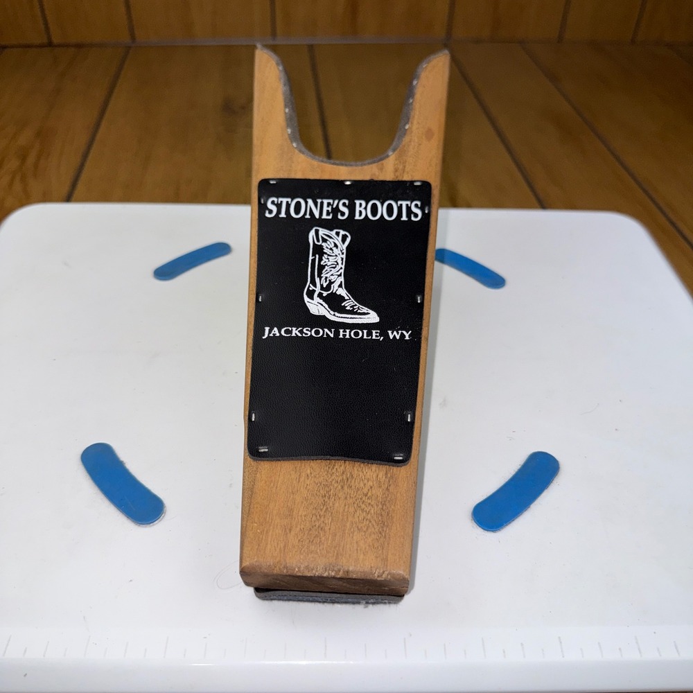 Stone's Boots Jackson Hole Wyoming Wooden Boot Jack Suede Lined Western Tool